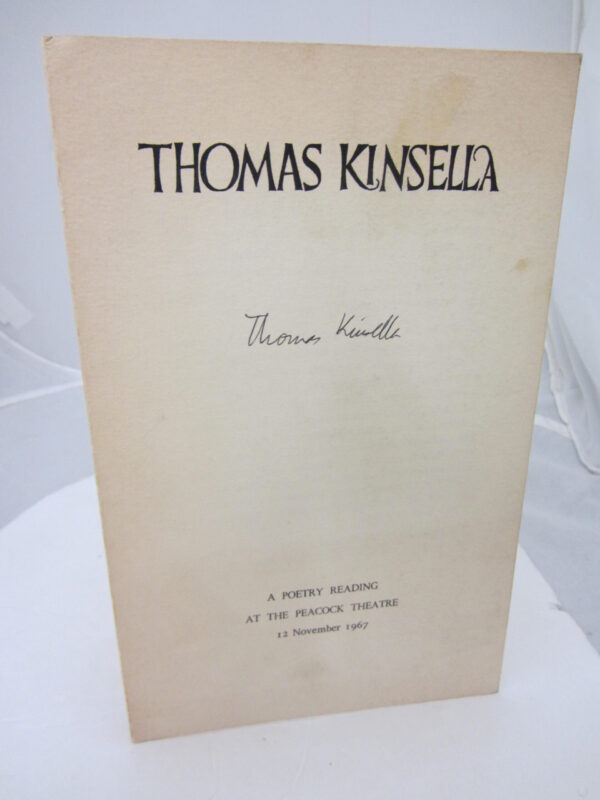 A Poetry Reading at the Peacock Theatre. 12 November 1967. Signed by Thomas Kinsella