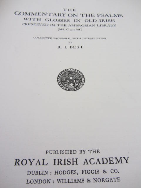 The Commentary on the Pslams  with Glosses in Old-Irish (Facsimile Edition