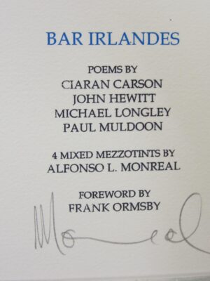Bar Irlandes. Poems. One of 25 Copies Signed by the Artist (1999) by Carson