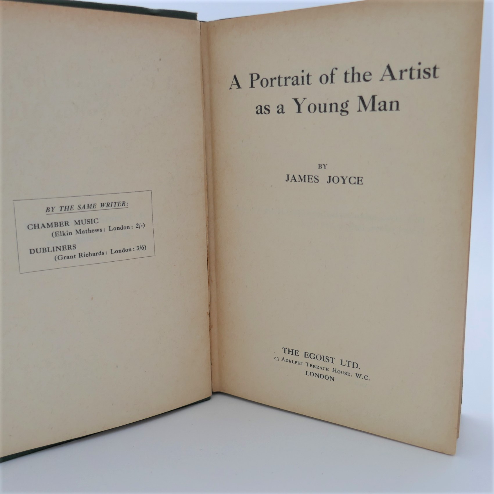 A Portrait of the Artist as a Young Man. First UK Edition (1918 ...