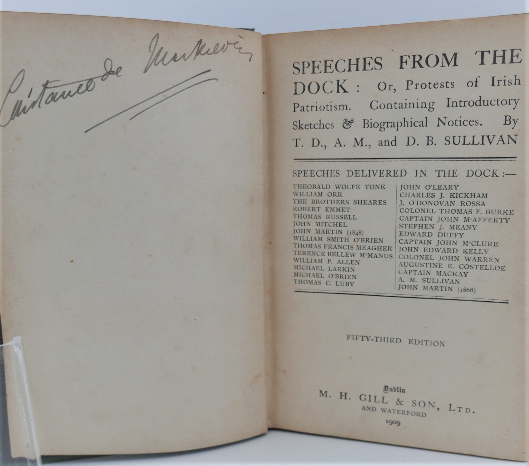 Speeches from the Dock. Signed by Countess Markievicz (1909) - Ulysses ...