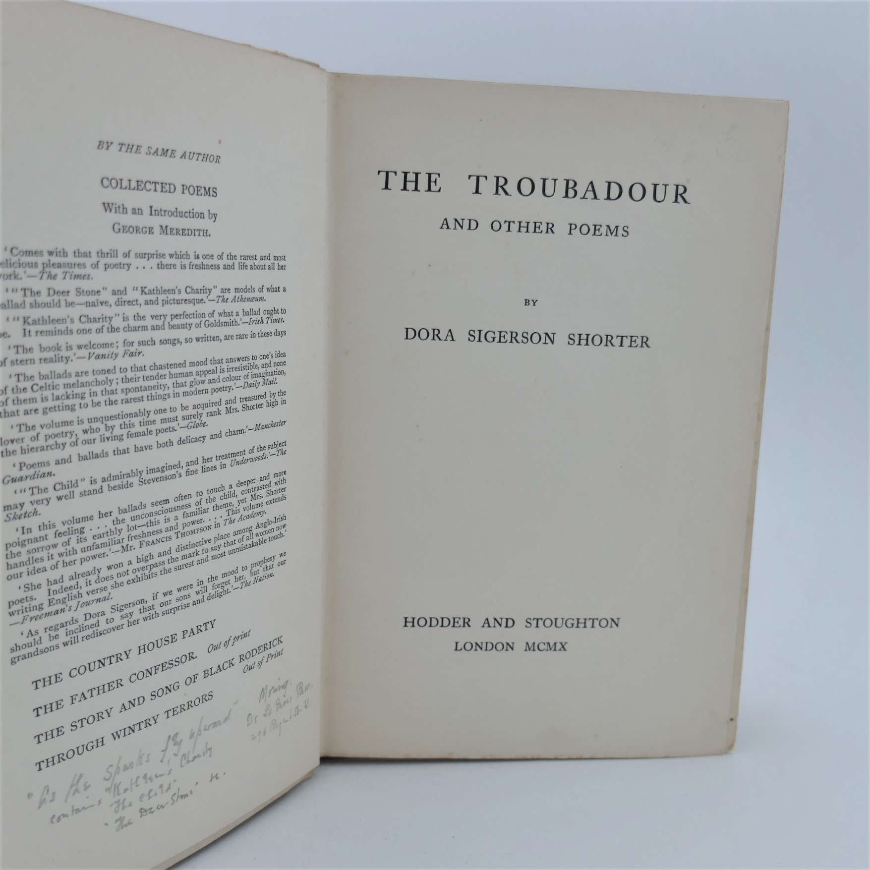 The Troubadour and other Poems (1910) Ulysses Rare Books