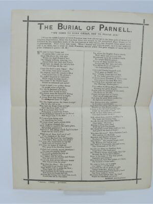 The Burial of Parnell. Broadside Poem (1891)