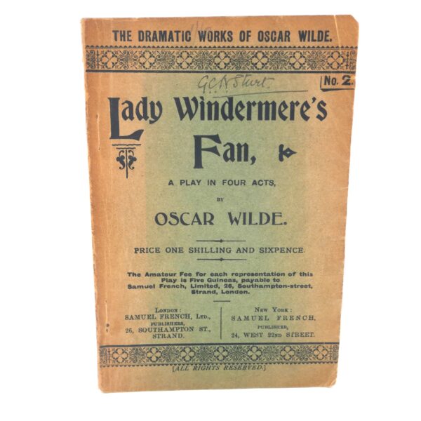 Lady Windermere's Fan.  No. 2 of The Dramatic Works of Oscar Wilde (1895)