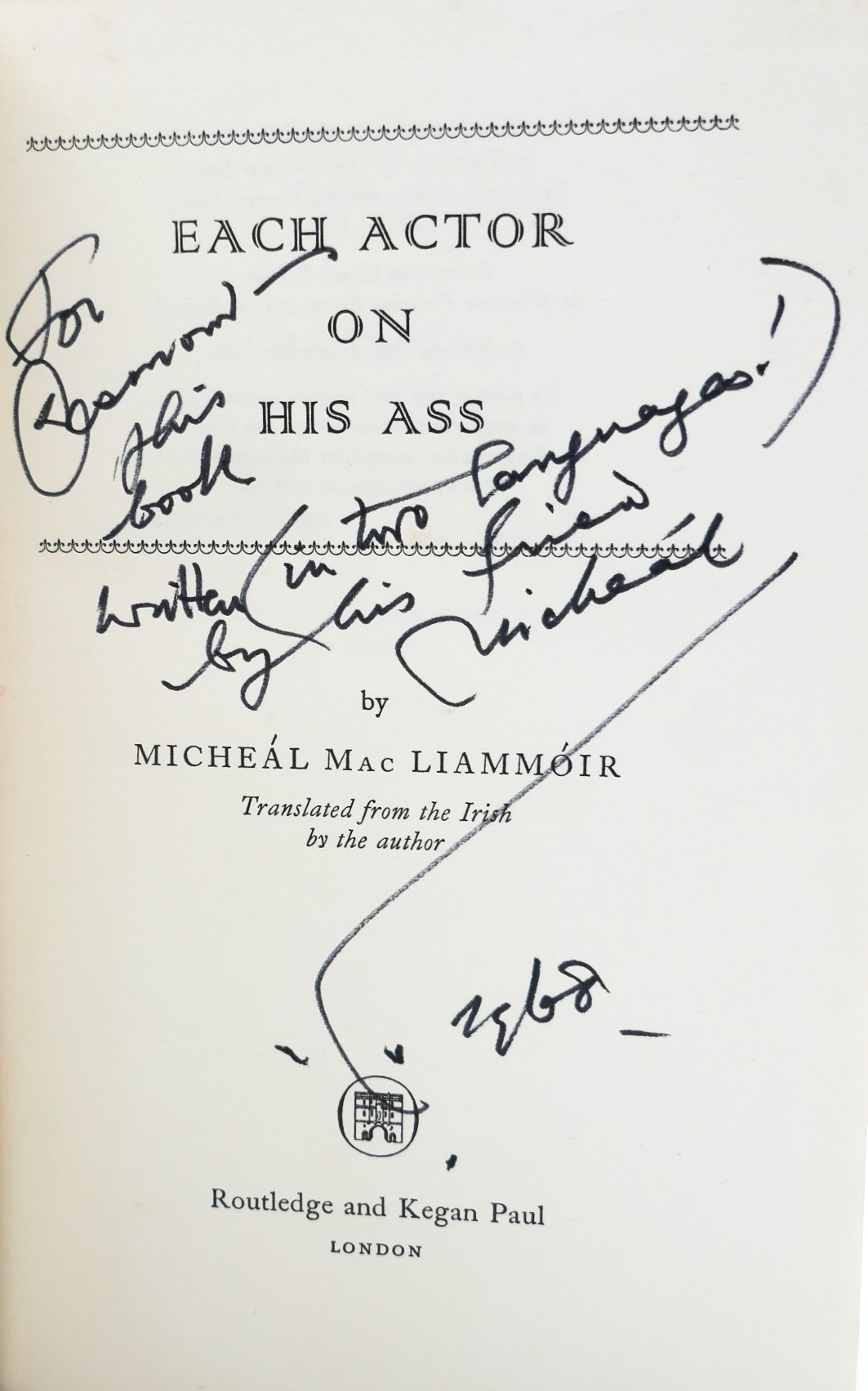 Each Actor on His Ass. Signed by the Author (1961) - Image 2