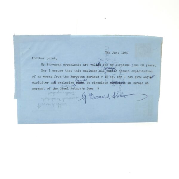George Bernard Shaw Autographed Letter (1950)