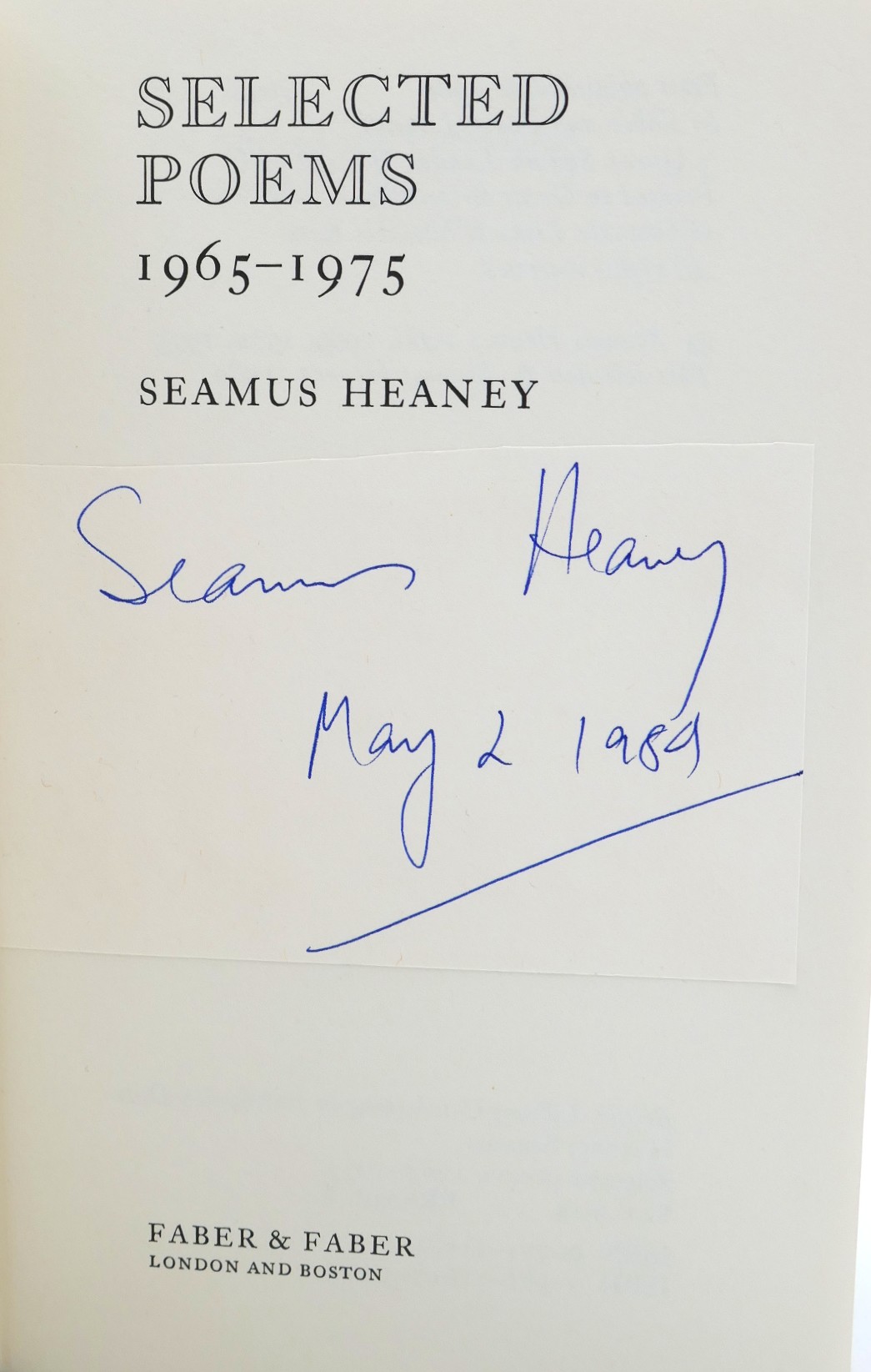 Selected Poems 1965-1975. Signed Copy (1980) - Image 2