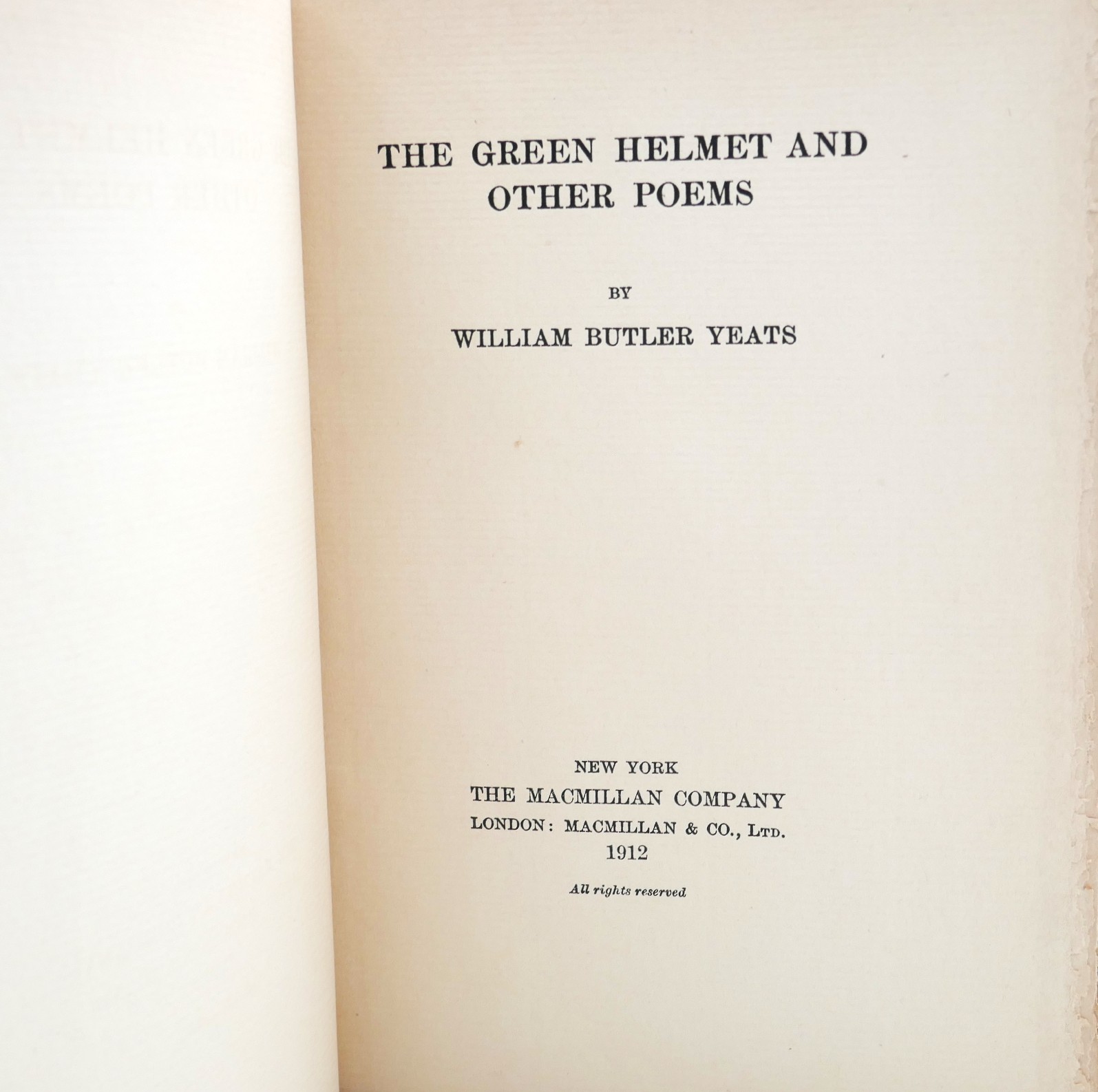 The Green Helmet and other Poems. First American Edition (1912) - Image 2