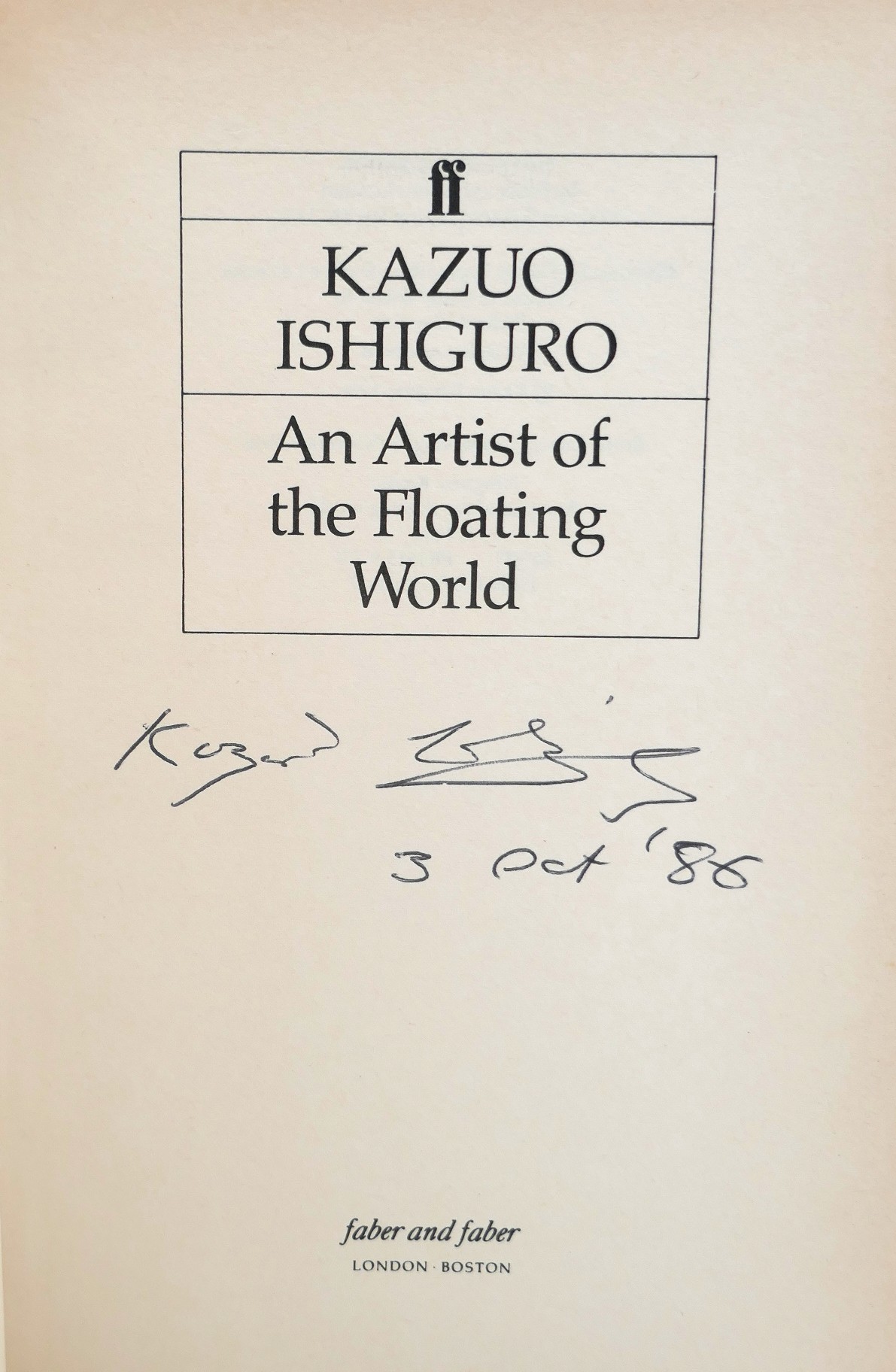 An Artist of the Floating World. Signed by the Author (1986) - Image 3