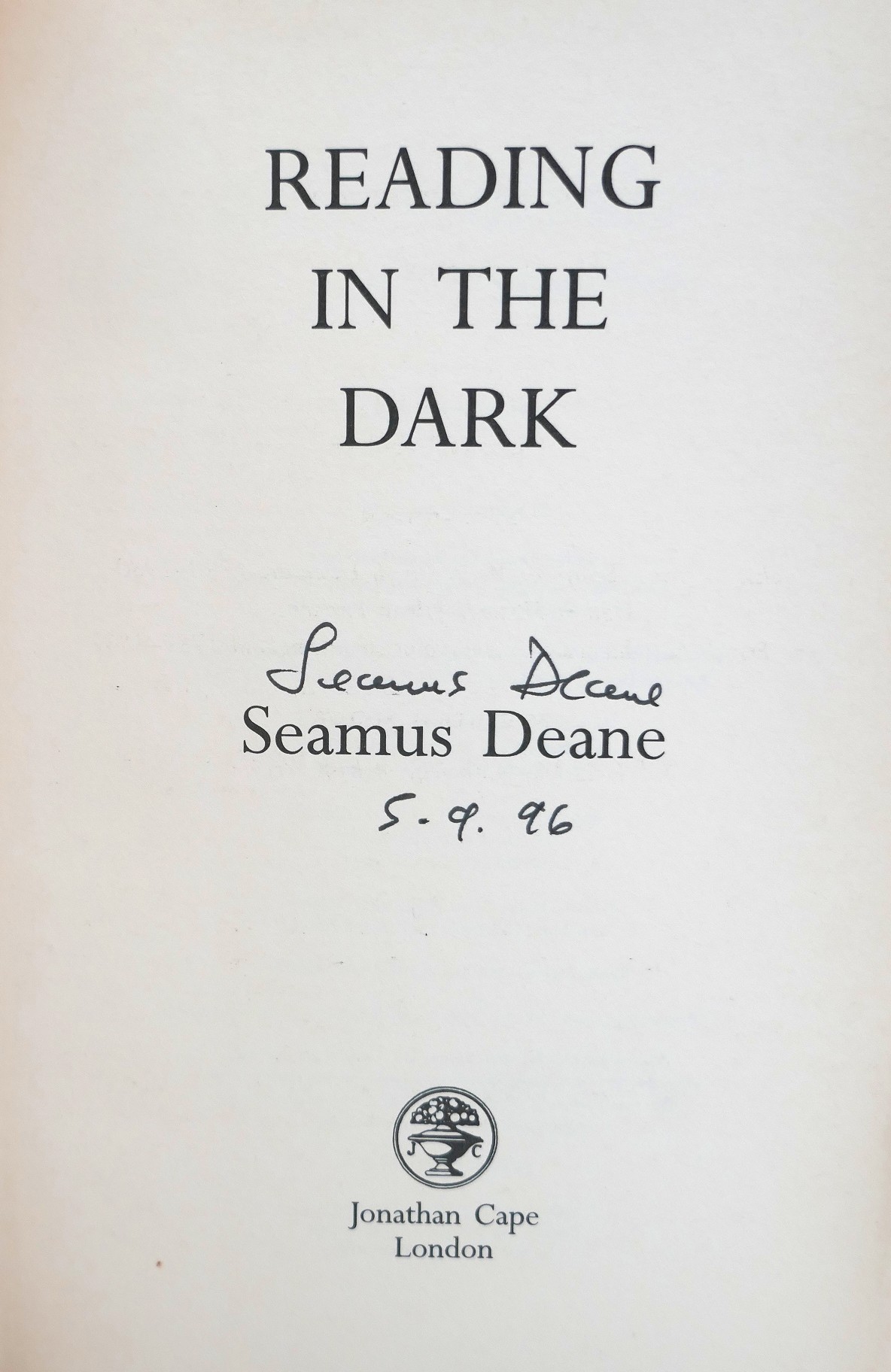 Reading in the Dark. Signed Copy (1996) - Image 2